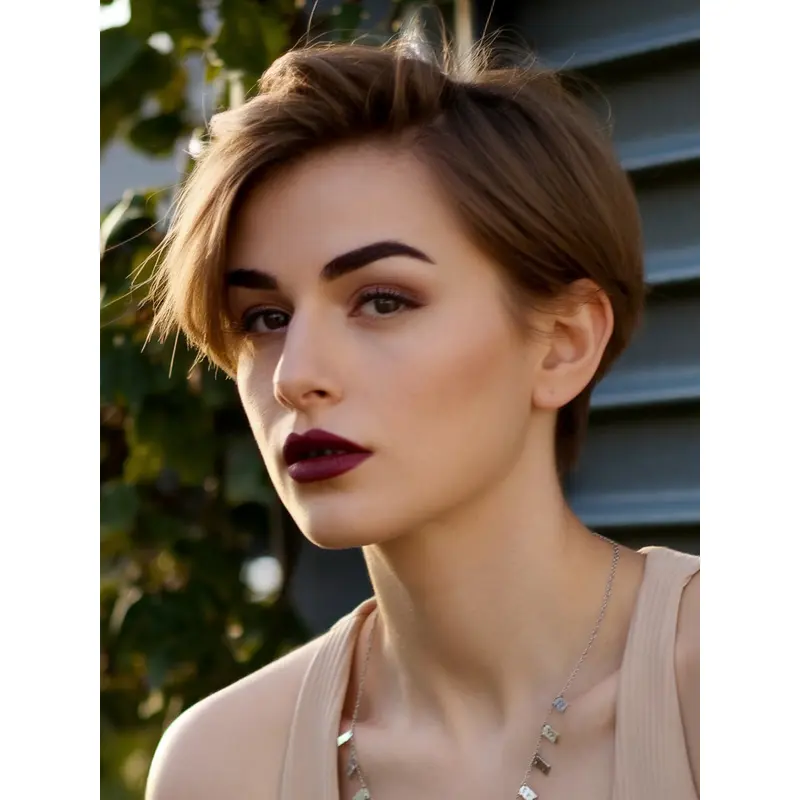 Wigs For Short Hair Lace Front Boycuts Synthetic 6" Brown Wigs