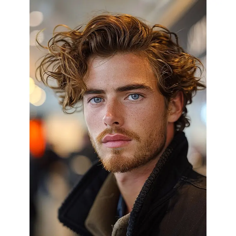 Wigs Human Hair For Men Brown Lace Front Cropped Curly Wigs