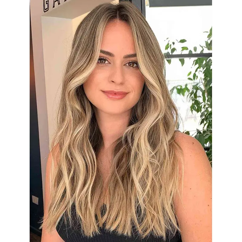Wigs Long Hair Synthetic Blonde Wavy Lace Wig Without Bangs Long Wigs