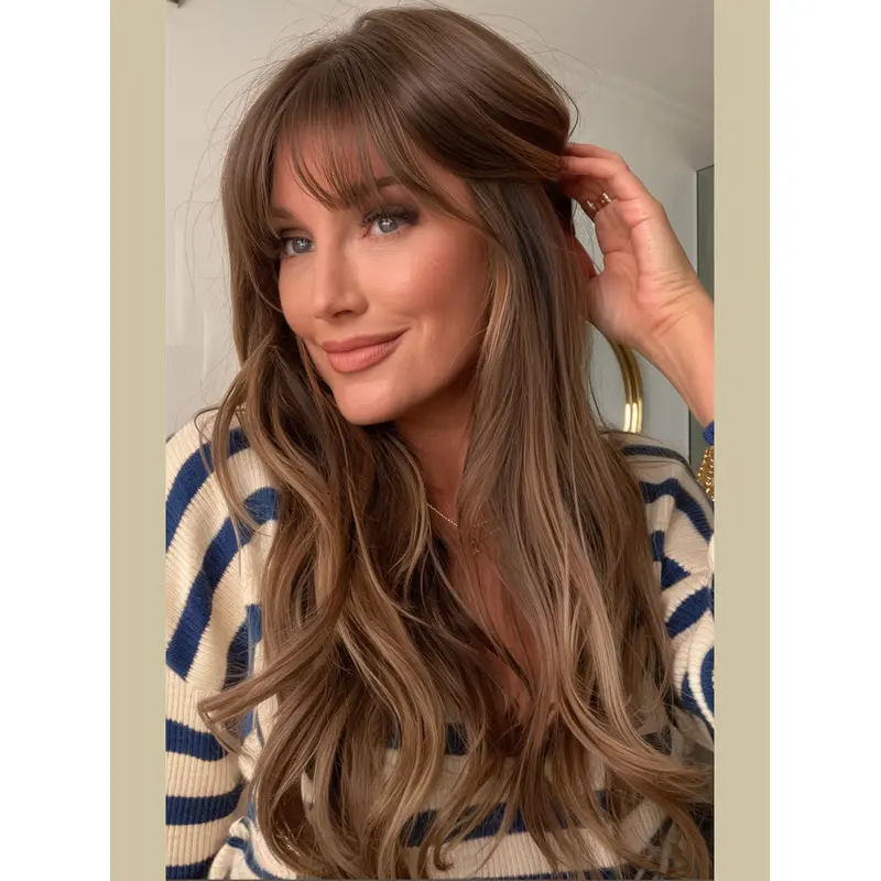 Human Hair Long Blonde Wig Lace Front 20" Wavy Wigs