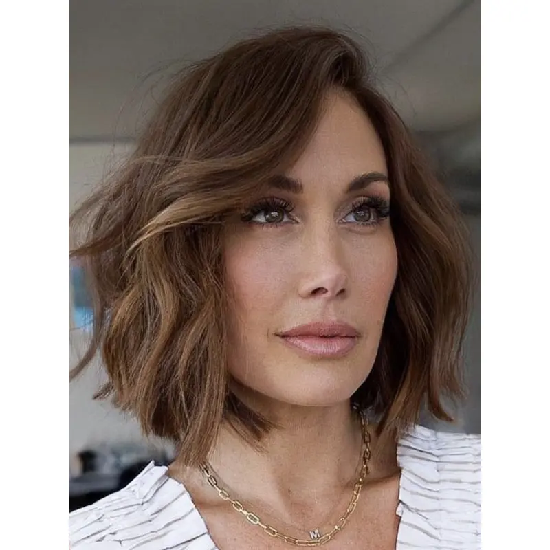 Medium Length Hair Wigs Chin Length Monofilament Synthetic 10" Wigs