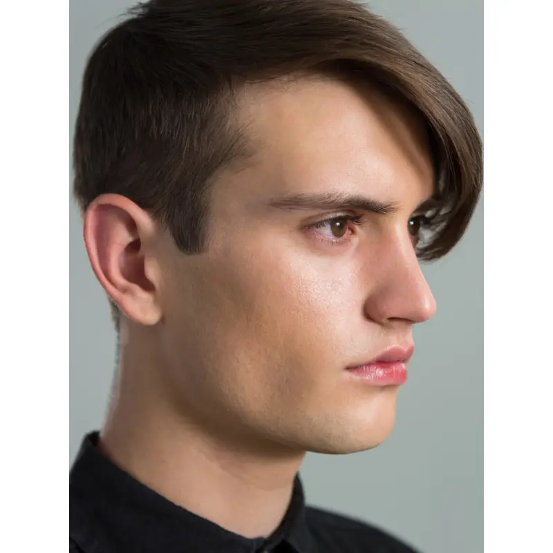 Mens Natural Hair Wigs Boycuts Brown 4" Straight Wigs