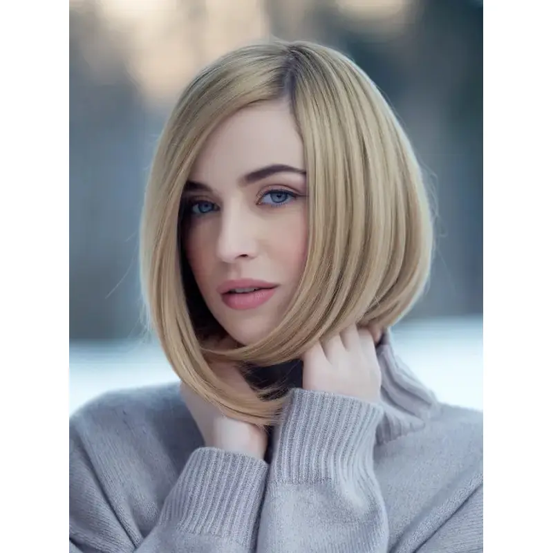 Synthetic Blonde Bob Wig 10" Straight Lace Front Chin Length Wigs