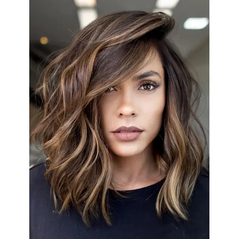 Wigs For Sale Wavy Synthetic Lace Front Wigs Layered Brown Wigs