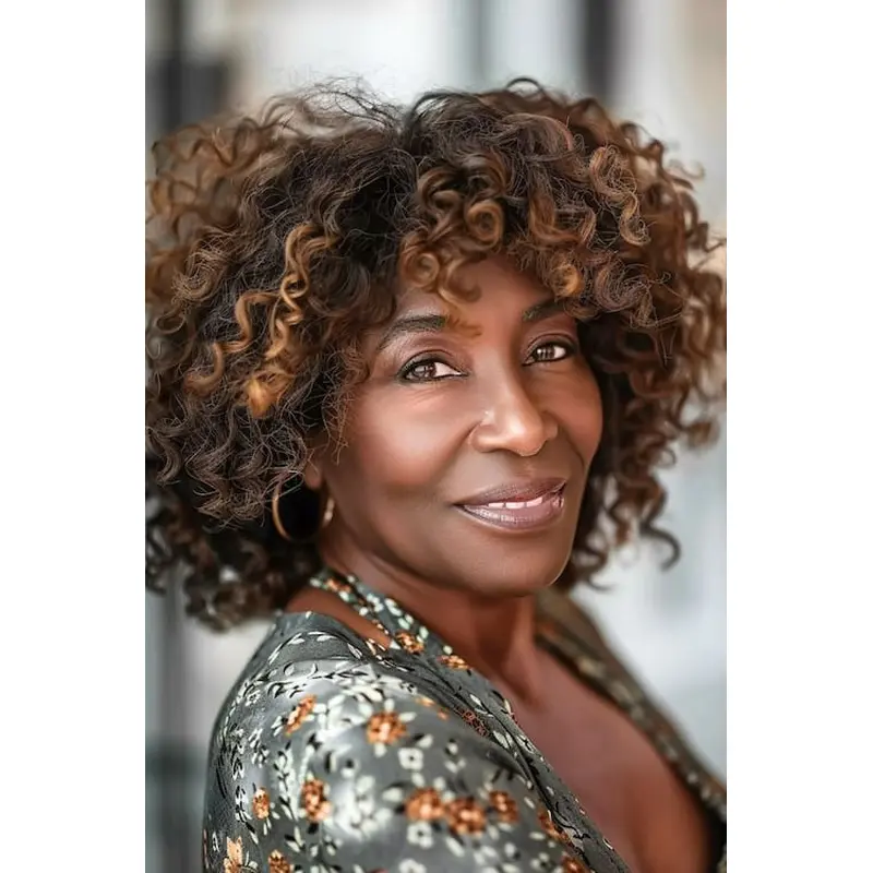 African American Lace Front Wigs 12" Shoulder Length Synthetic Brown Wigs