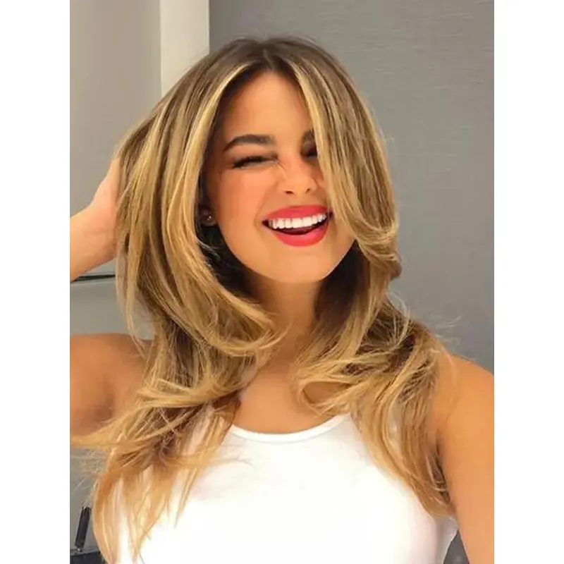 Long Blonde Wigs For Women Wavy Lace Front Layered 90s Supermodel Layers Wigs