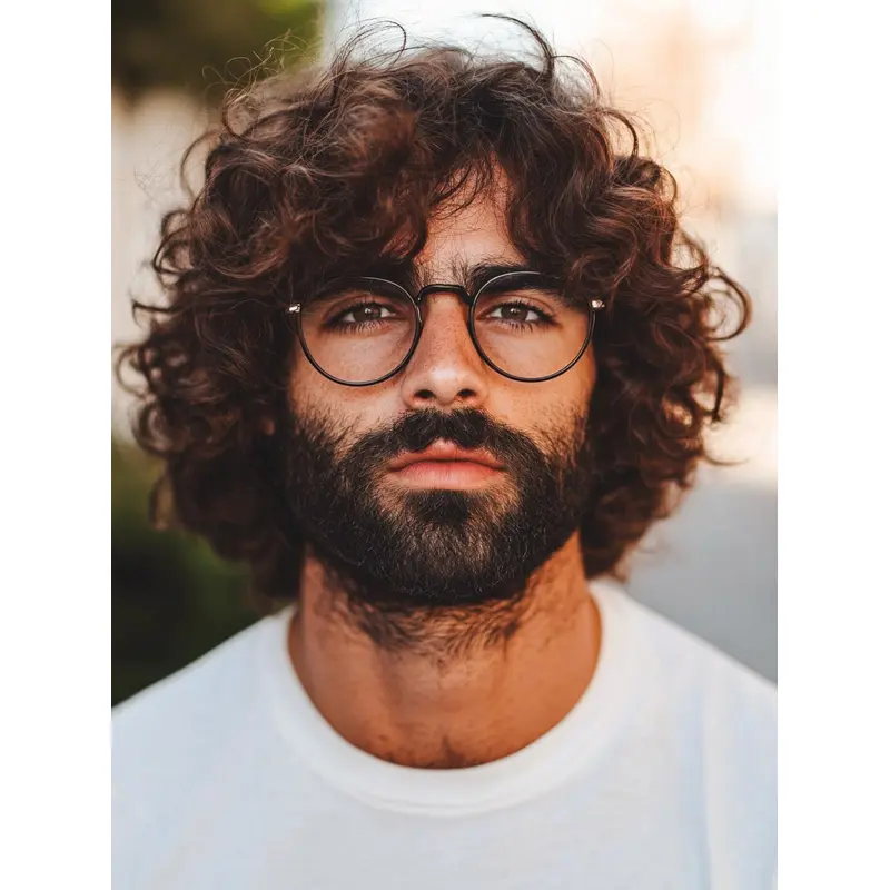 Male Wigs Curly Chin Length 10" Brown Remy Human Hair Wigs