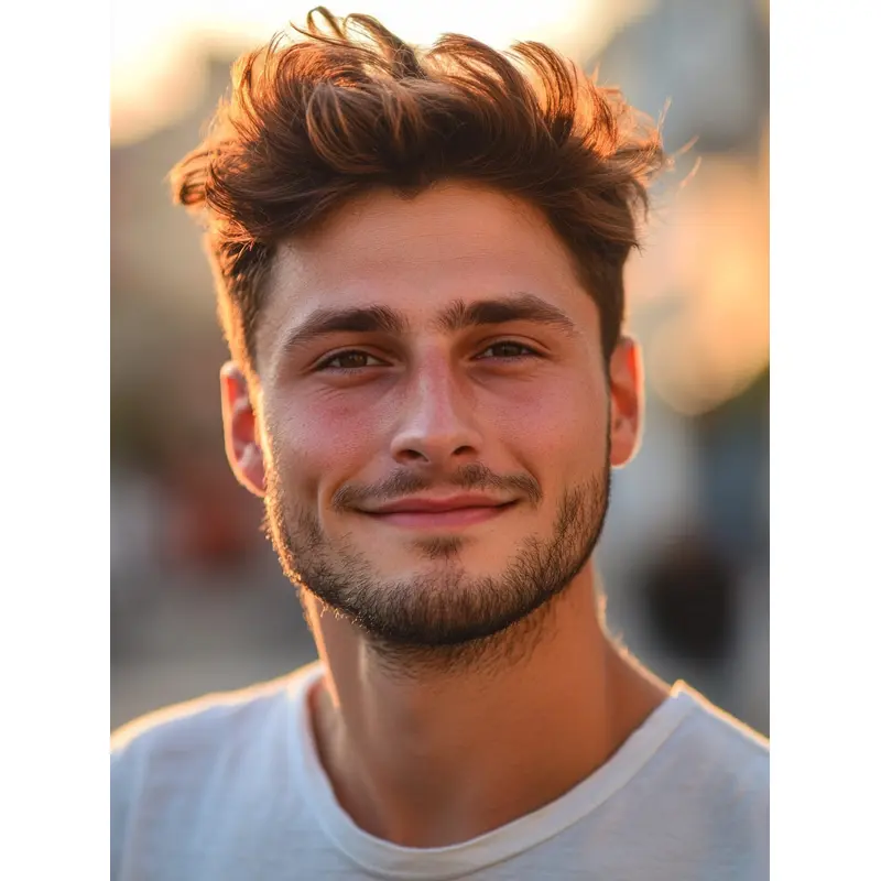 Man Lace Front Wig Synthetic Wavy Brown Cropped Wigs