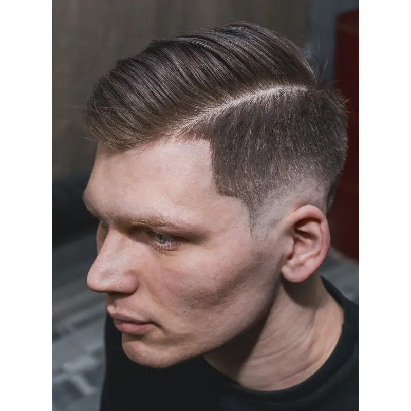 Real Hair Male Wigs Boycuts Brown 4" Straight Wigs