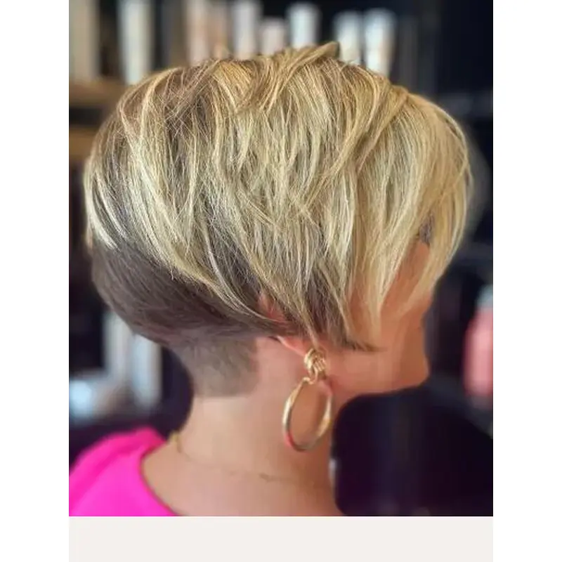 Short Haircuts Straight Blonde Lace Front Synthetic Disconnected Pixie Wigs