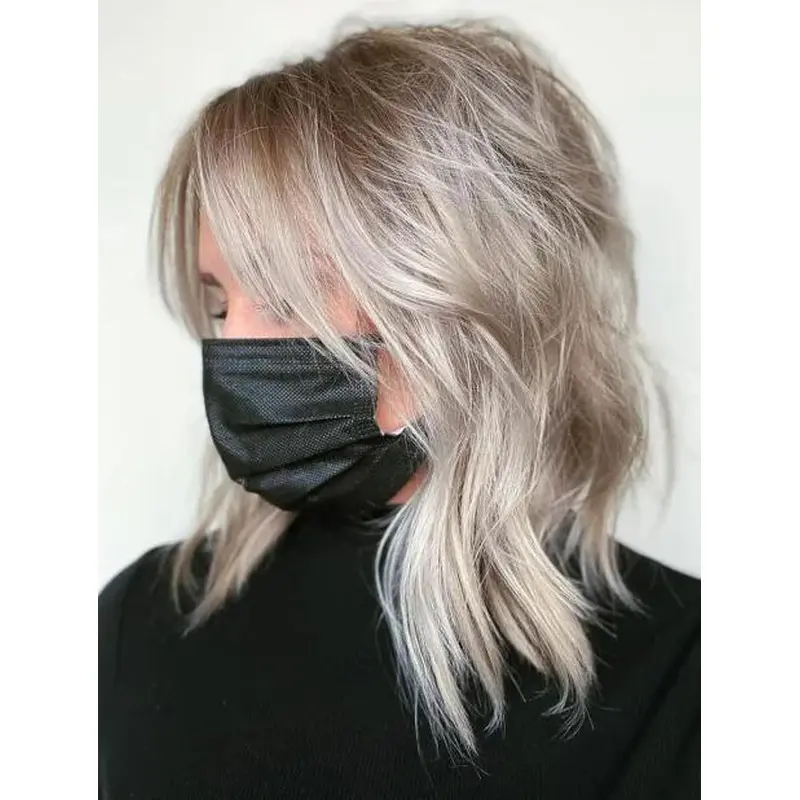 Wavy Wig Lace Front Shoulder Length Layered Ash Blonde Shag Wigs