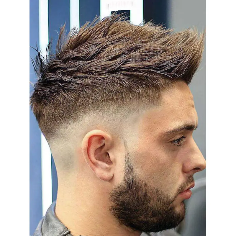 Human Hair Men Wig Boycuts Blonde 4" Straight Wigs