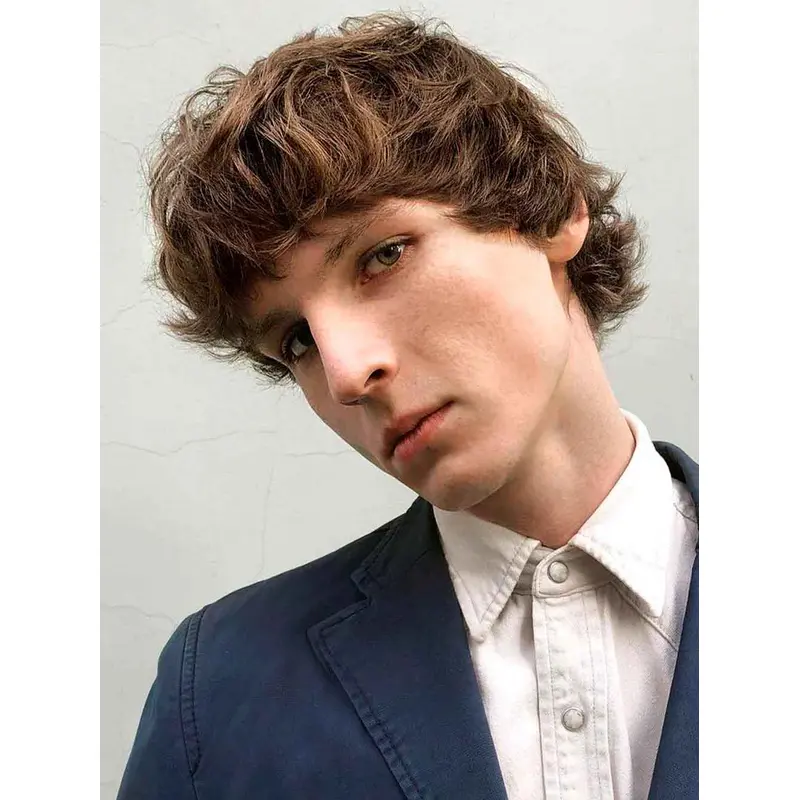 Male Blonde Wigs Wavy Monofilament 8" Sythetic Wigs