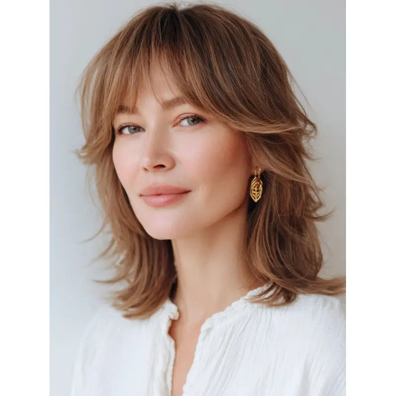 Medium Wigs For Women 12" Wavy Remy Human Hair Brown Wigs