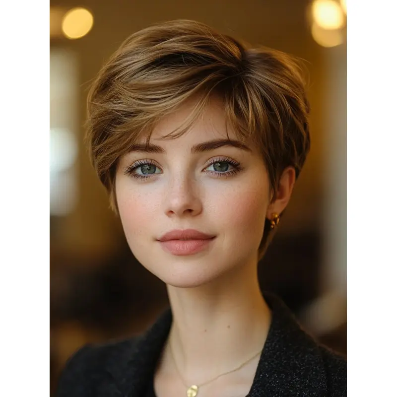 Short Lace Front Wigs Brown Boycuts Straight Synthetic 6" Wigs