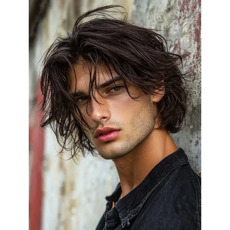 Wig For Men Bobs Brown Wavy 10" Synthetic Wigs