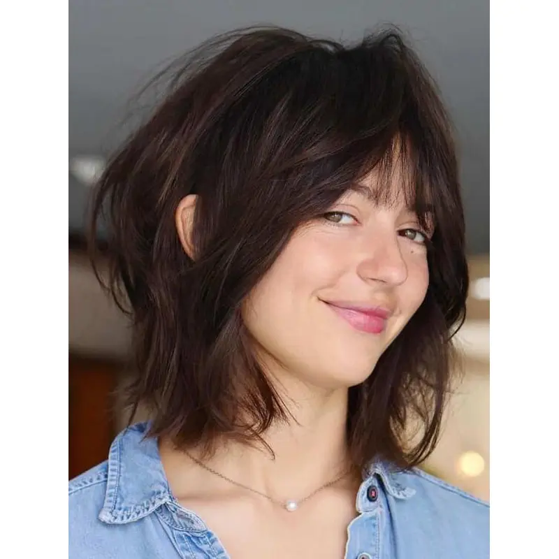 Wigs For Sale Shoulder Length Synthetic Wigs Lace Wavy Brown Wigs