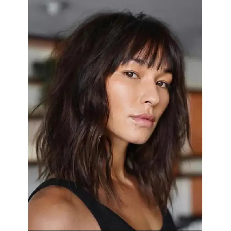 Wigs For Sale Shoulder Length Wavy Wigs Lace Front Brown Wigs