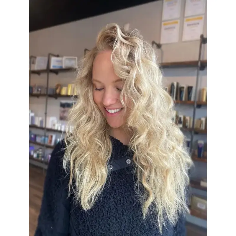 Long Curly Hair Wigs Without Bangs Blonde Wig Long Deep Side Parting Wigs