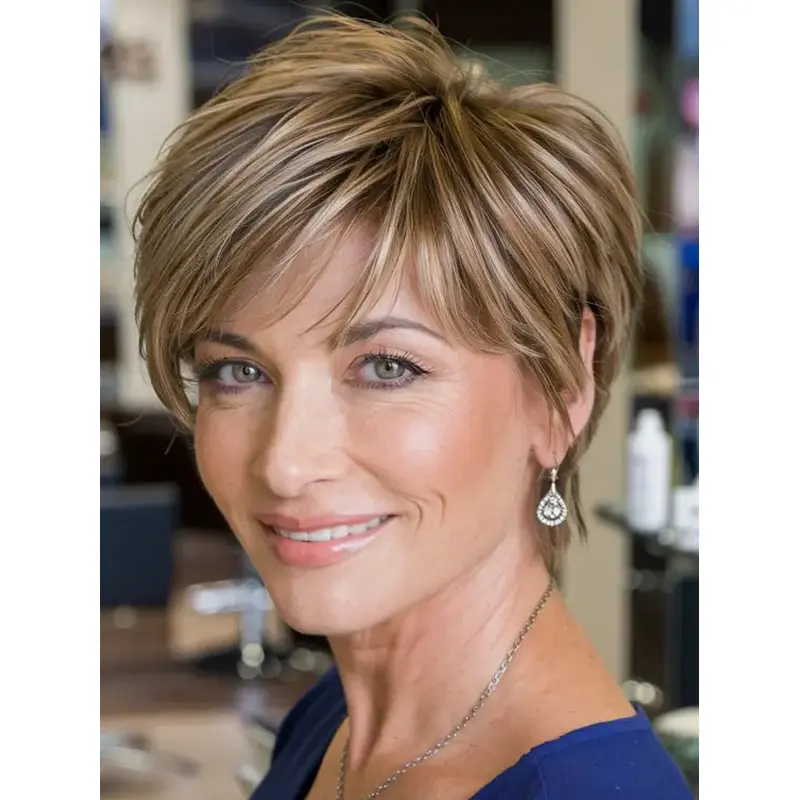 Short Blonde Wig Bobs Monofilament Synthetic 8" Straight Wigs