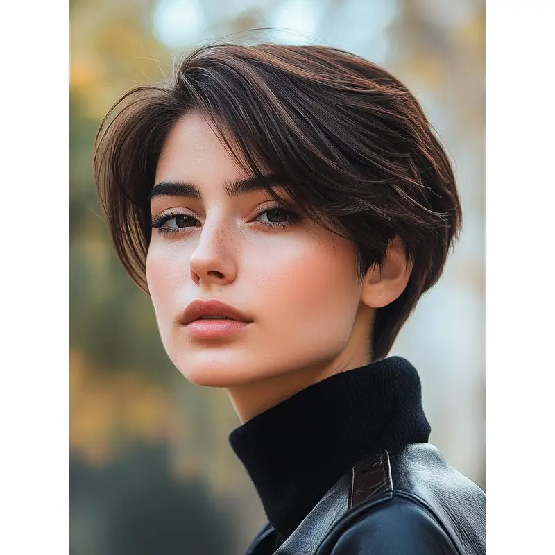 Short Natural Hair Wigs Monofilament Bobs Brown 8" Straight Wigs