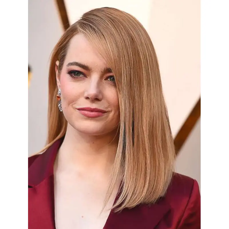 16" Lace Front Long Blonde Without Bangs Emma Stone Wigs