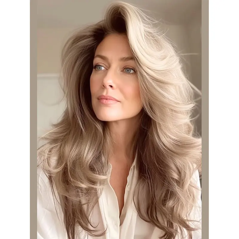 18" Layered Monofilament Long Blond Wig