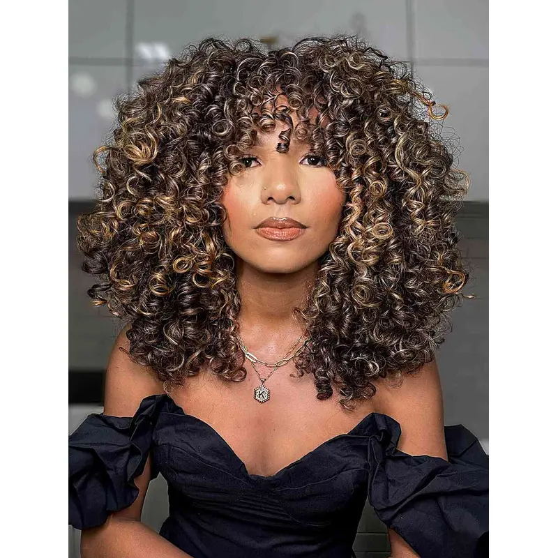 African American Wigs Long Lace Front Wigs With Bangs Kinky Wigs