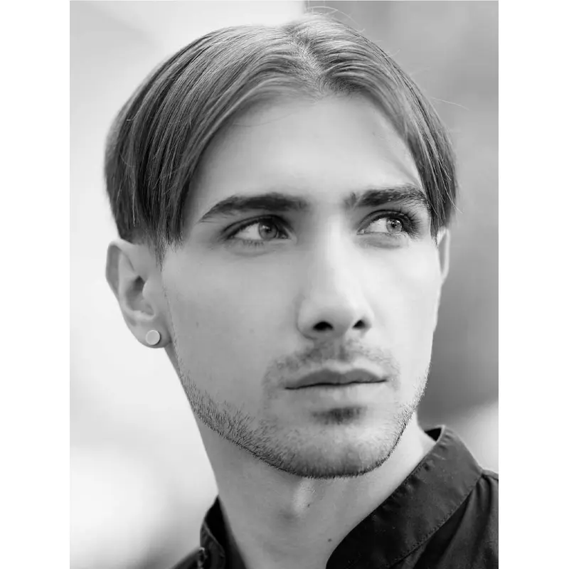 Blonde Remy Human Hair Monofilament Straight Short Clean Middle Part Mens Wigs