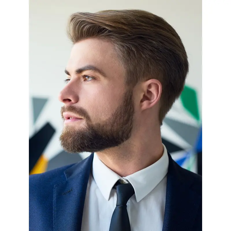 Front Lace Wig For Men Straight Brown Remy Human Hair Wigs