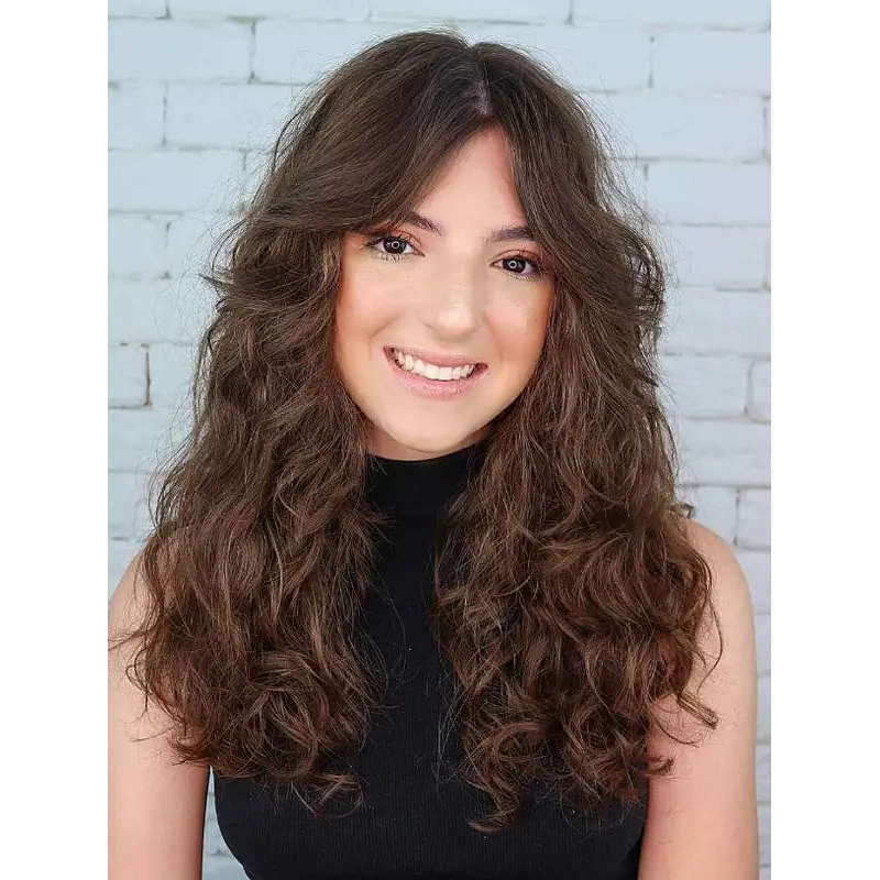 Human Hair Lace Wigs Wavy Lace Front Brown Wigs Center Part Wigs