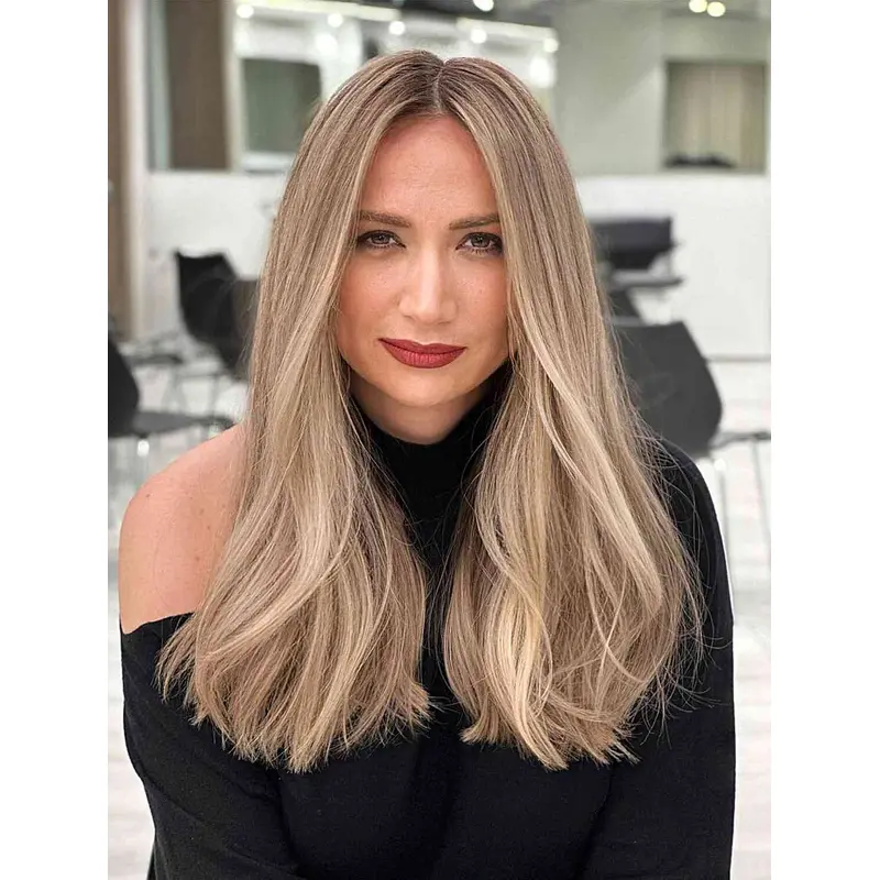 Long Blonde Wig Straight Lace Front Wig Without Bangs Synthetic Long Wigs