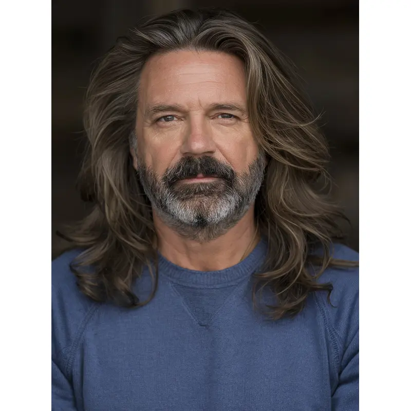 Long Hair Mens Wig Brown Wavy 16" Remy Human Hair Wigs