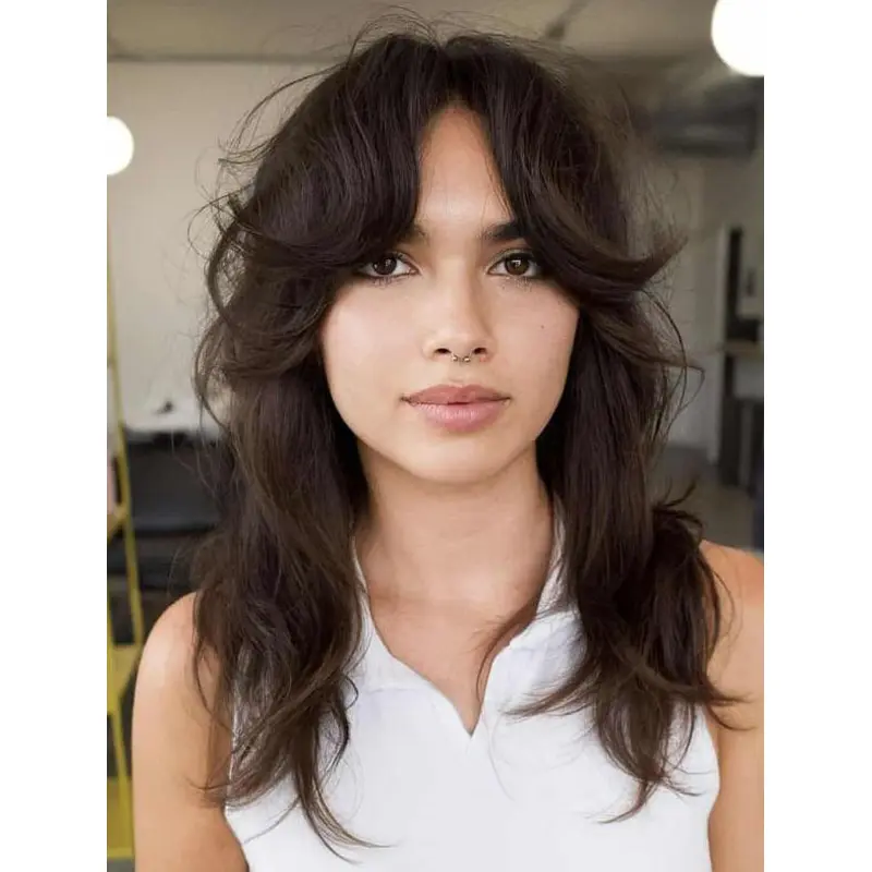 Long Layered Wigs Wavy Brown Human Hair Lace Wigs Long Hair