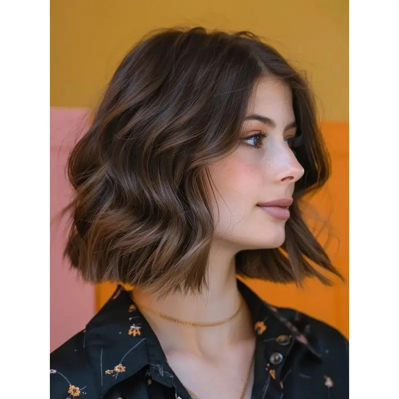 Medium Wigs For Ladies Remy Human Hair Monofilament 10" Wavy Wigs