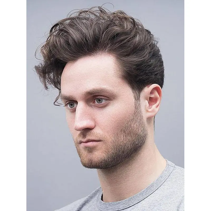 Men'S Lace Front Wig Brown Boycuts Cropped Wigs