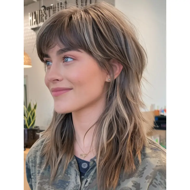 Real Hair Wigs Medium Brown Lace Front 14" Straight With Bangs Wigs