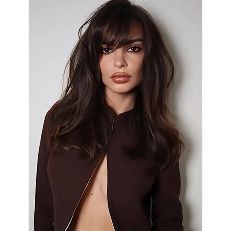 Synthetic 16" Monofilament Long Wigs With Bangs