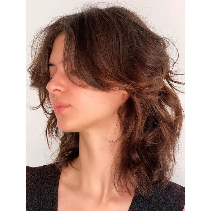 Wigs Shoulder Length Lace Front Layered Wigs Synthetic Wavy Wigs