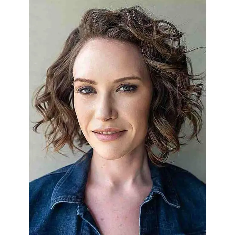 Brown Curly Wig Shoulder Length Synthetic Lace Wigs Without Bangs Great Wigs