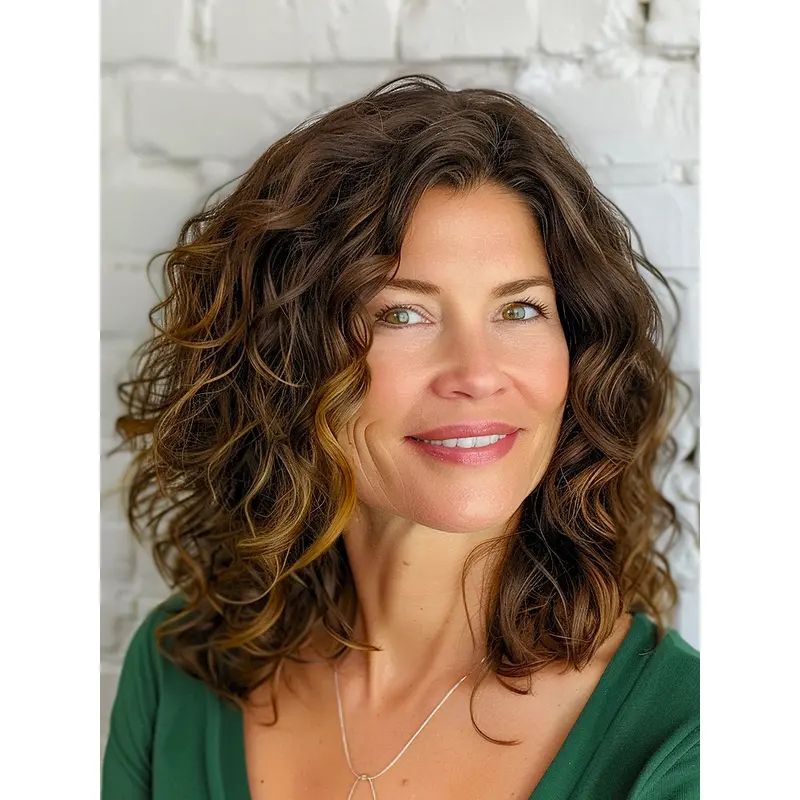 Medium Length Curly Wig Without Bangs 14" Lace Front Remy Human Hair Blonde Wigs