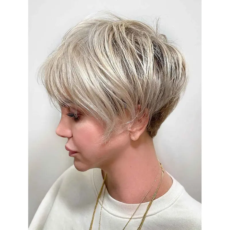 Natural Looking Short Wigs Short Blonde Wig Straight Synthetic Pixie Wigs
