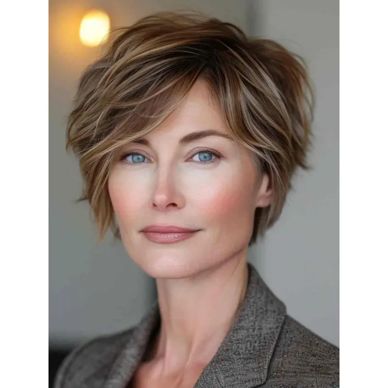Short Blonde Pixie Wig 6" Monofilament With Bangs Wigs
