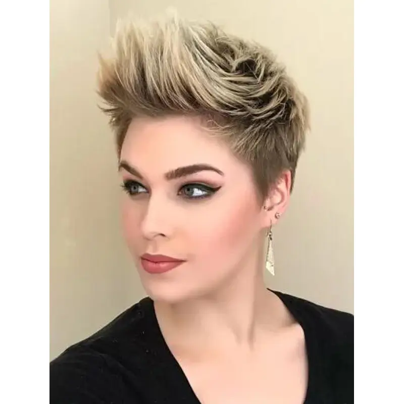 Short Wigs For Women Synthetic Boycuts Straight Lace Wig Blonde Best Short Wigs