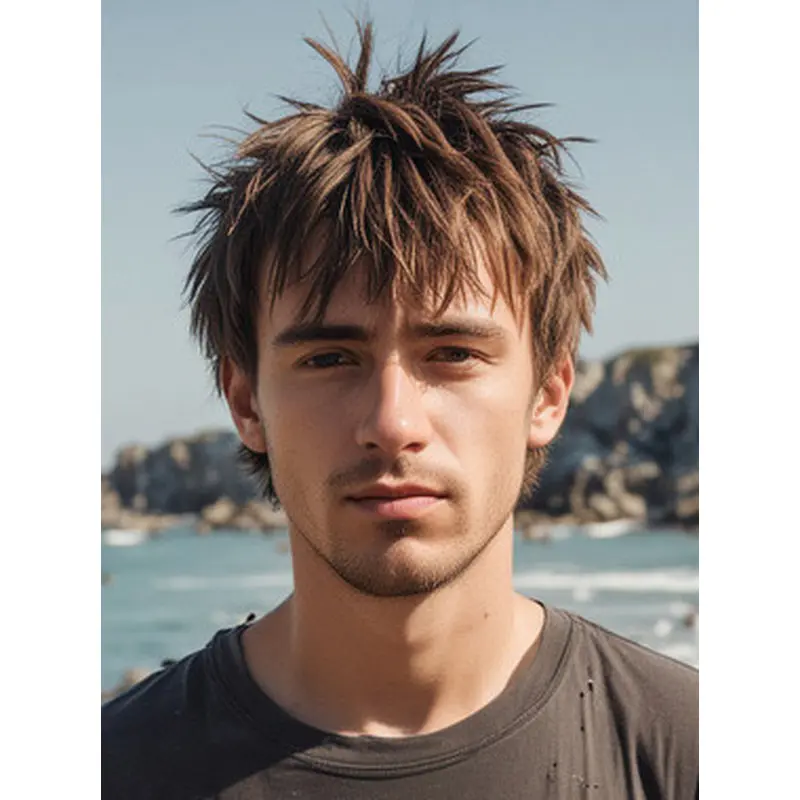 Wigs For Mens Brown Sythetic 6" Short Wigs