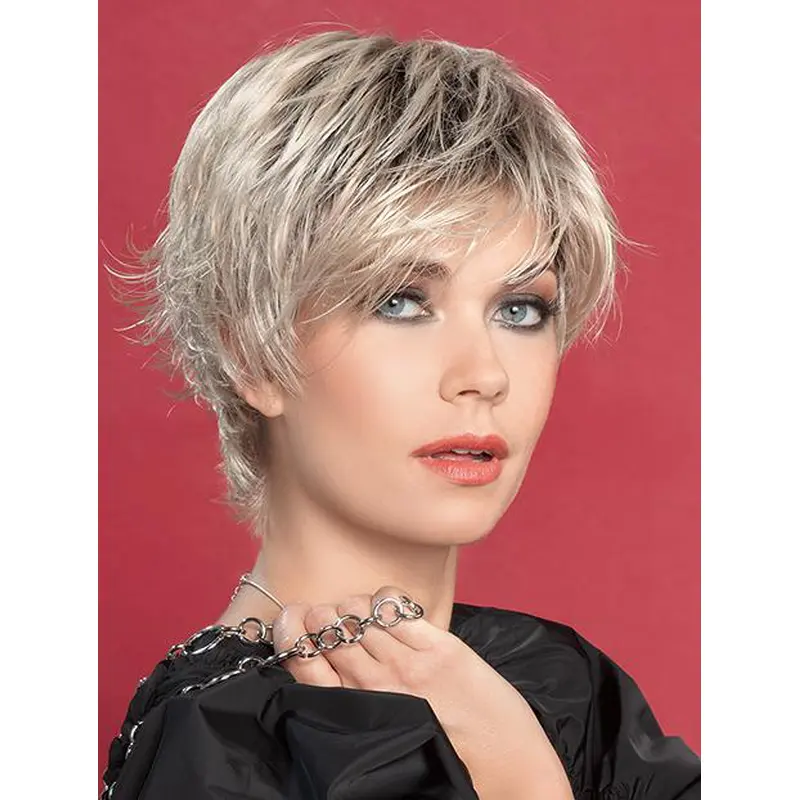 6" Straight Monofilament Blonde Stylish Short Ladies Wigs