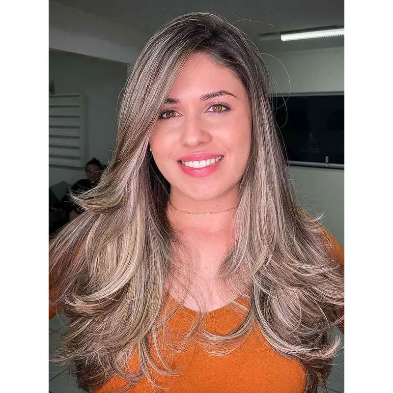 Long Hair Wigs Lace Synthetic Blonde Wig Side Part Wigs Long Layered Wigs