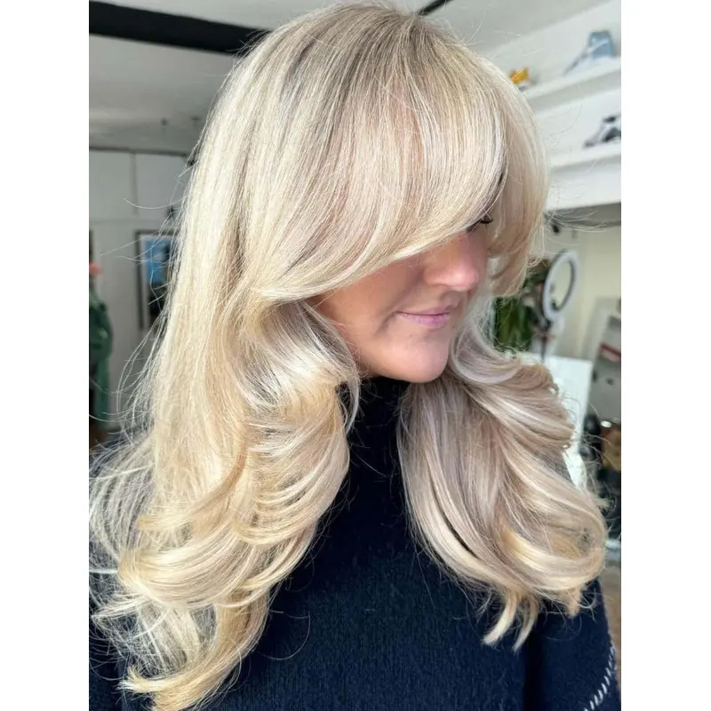 Long Human Hair Wig 18" Monofilament Wavy Wigs