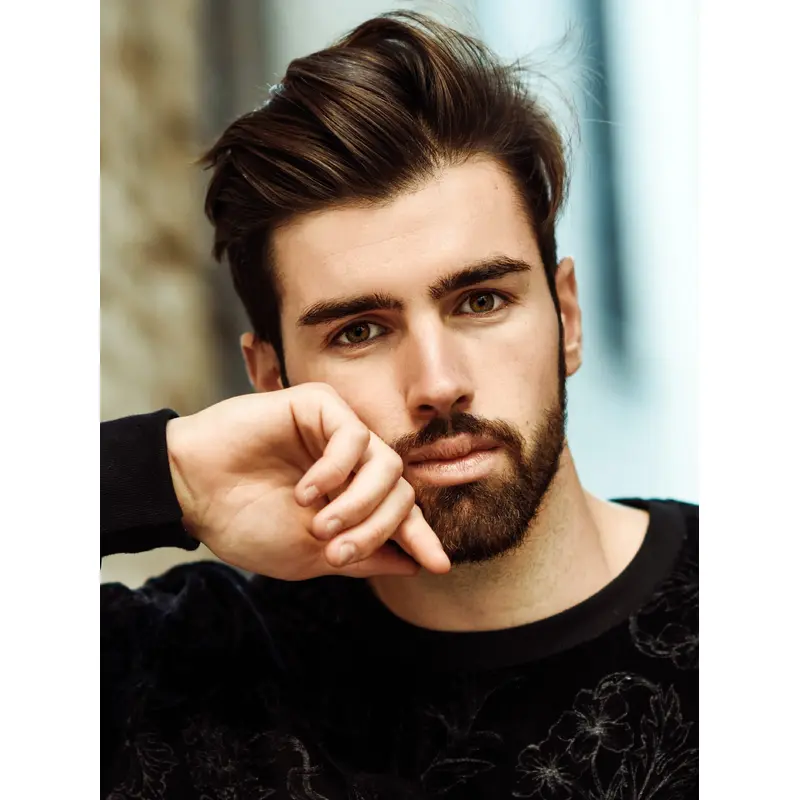 Men Wigs 6" Short Monofilament Layered Brown Wigs