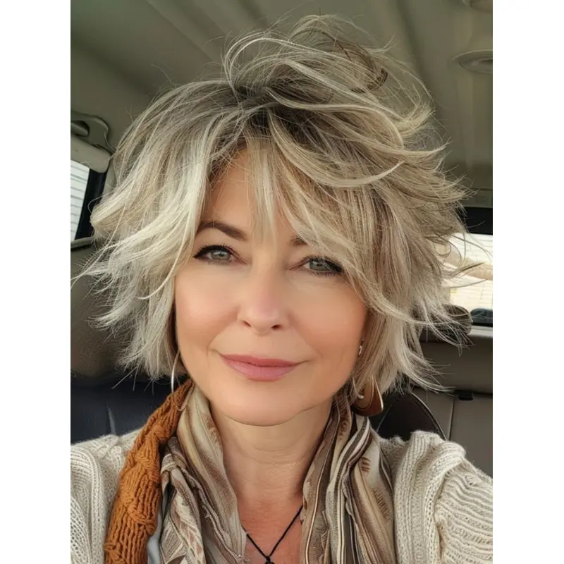 Short Blonde Human Hair Wigs Monofilament 8" Layered Wigs